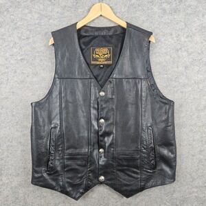 Milwaukee Leather Men's Black Size XXL Leather Buffalo Nickel Snap Biker Vest